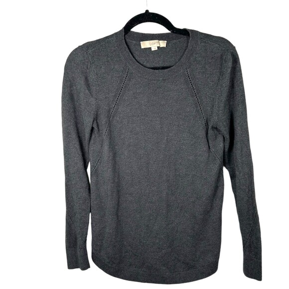 LOFT Sweaters - Loft Silk Blend Charcoal Grey Lightweight Sweater Blouse Women's Size Small